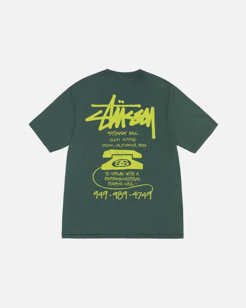 Stussy Old Phone Tee Pigment Dyed T-shirts Dames Groen Belgium | UGP-6020