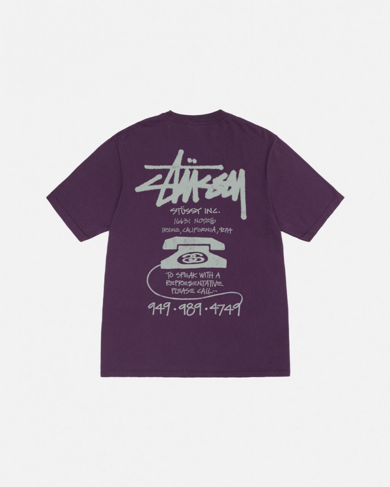 Stussy Old Phone Tee Pigment Dyed T-shirts Heren Paars Belgium | ZKU-6599