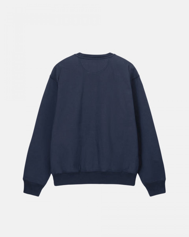 Stussy Overdyed Stock Logo Crew Sweatshirts Heren Donkerblauw Belgium | ITZ-2710