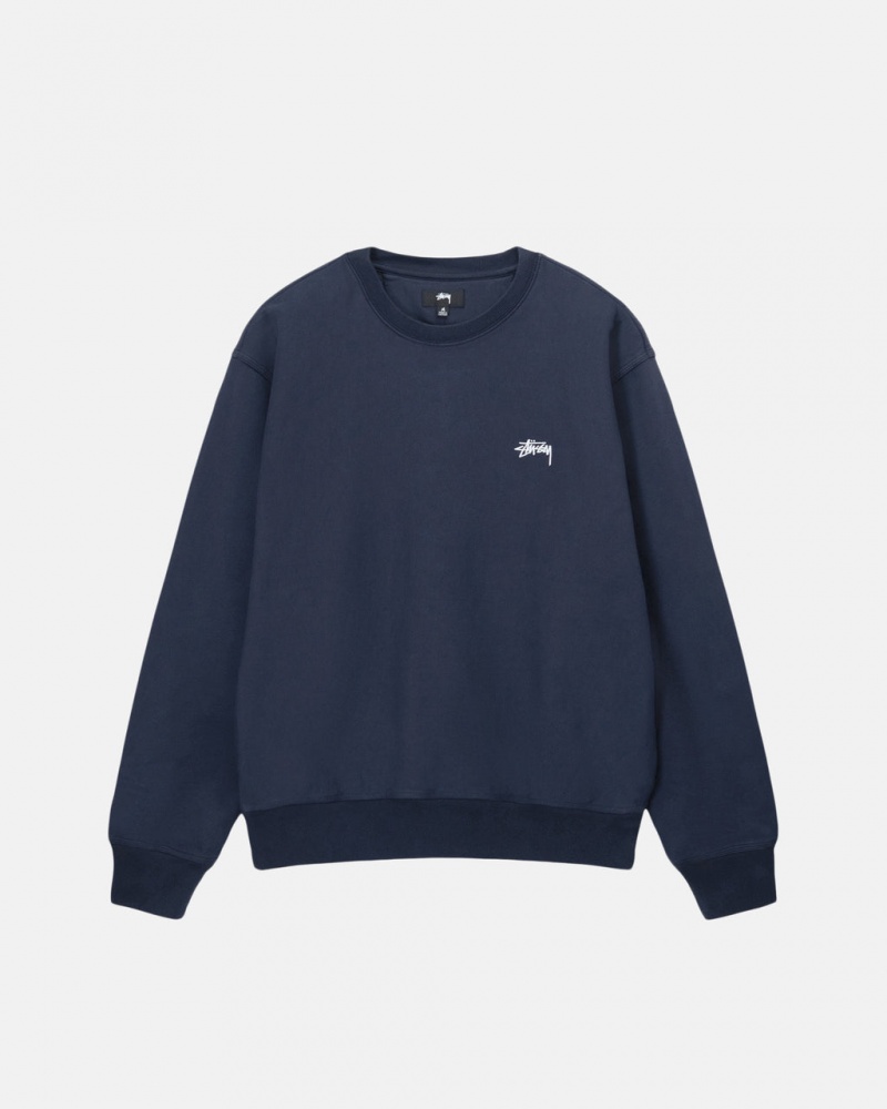 Stussy Overdyed Stock Logo Crew Sweatshirts Heren Donkerblauw Belgium | ITZ-2710