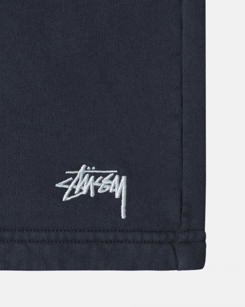 Stussy Overdyed Stock Logo Sweat Kort Korte Broek Heren Donkerblauw Belgium | PIL-6514