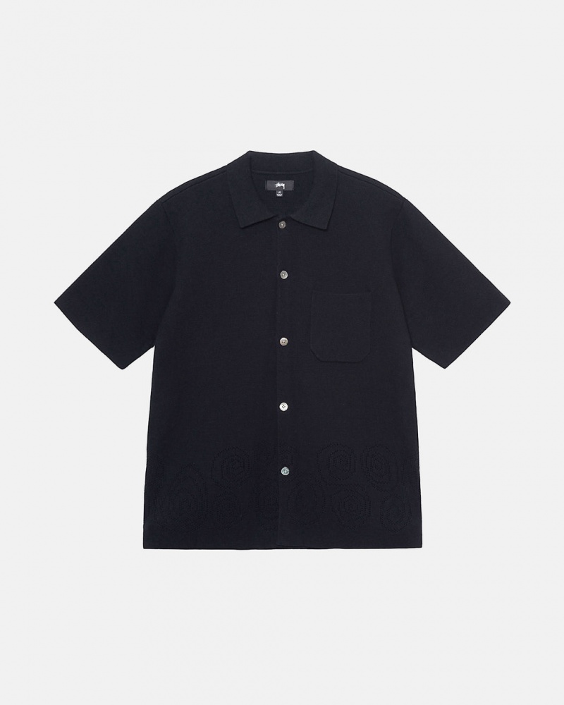 Stussy Perforated Swirl Knit Shirt Overhemd Heren Zwart Belgium | TSL-5824