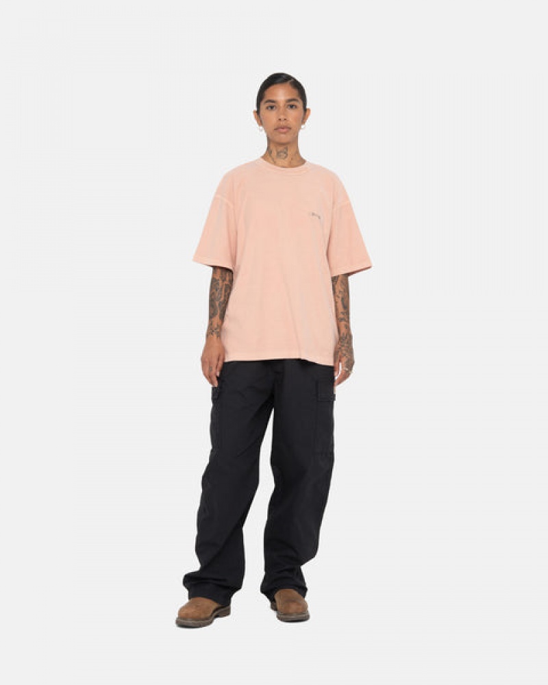 Stussy Pig. Dyed Inside Out Crew T-shirts Dames Lichtroze Belgium | QMQ-3649