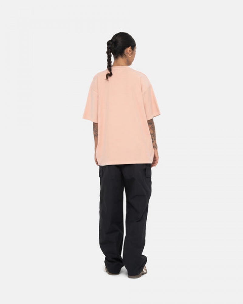 Stussy Pig. Dyed Inside Out Crew T-shirts Dames Lichtroze Belgium | QMQ-3649