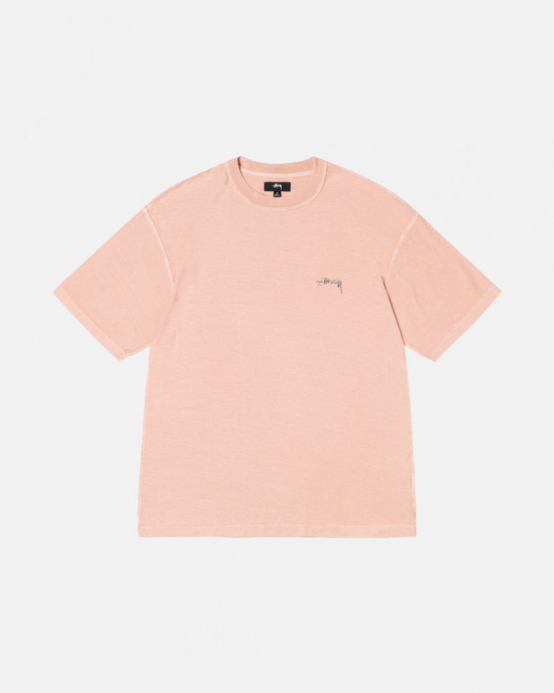 Stussy Pig. Dyed Inside Out Crew T-shirts Dames Lichtroze Belgium | QMQ-3649