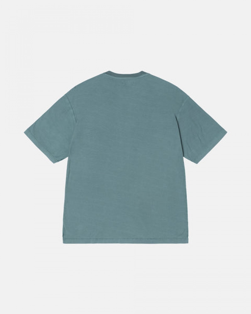 Stussy Pig. Dyed Inside Out Crew T-shirts Dames Turquoise Belgium | KVR-8609