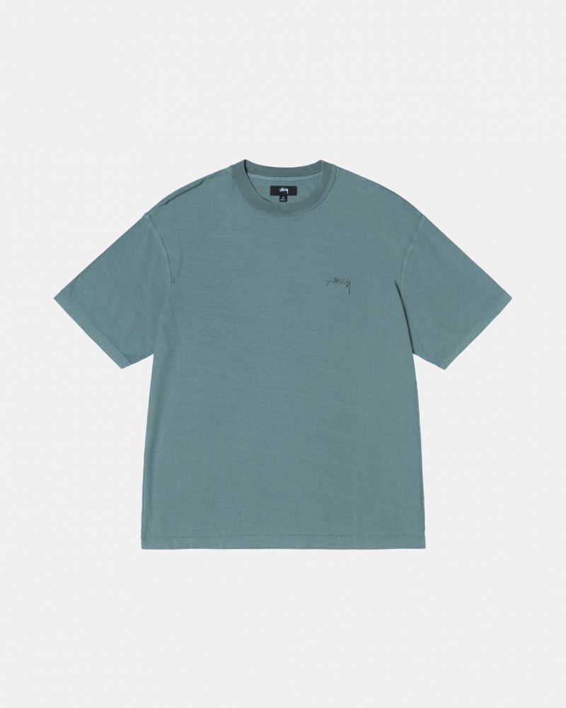 Stussy Pig. Dyed Inside Out Crew T-shirts Dames Turquoise Belgium | KVR-8609