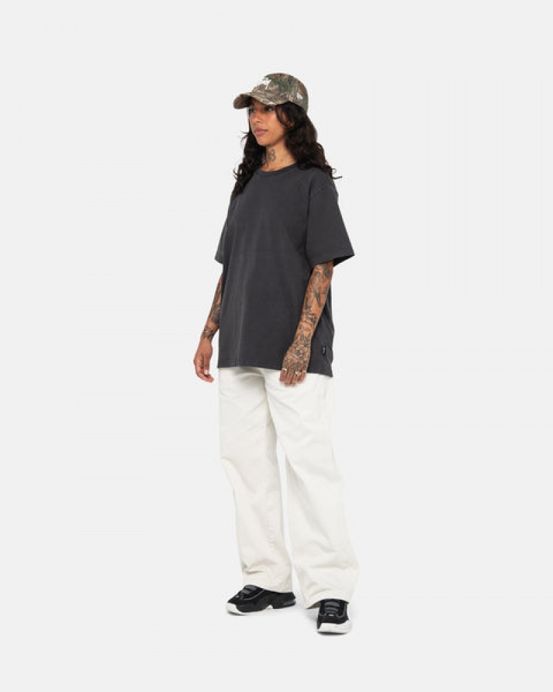 Stussy Pigment Dyed Crew T-shirts Dames Zwart Belgium | EBA-9613