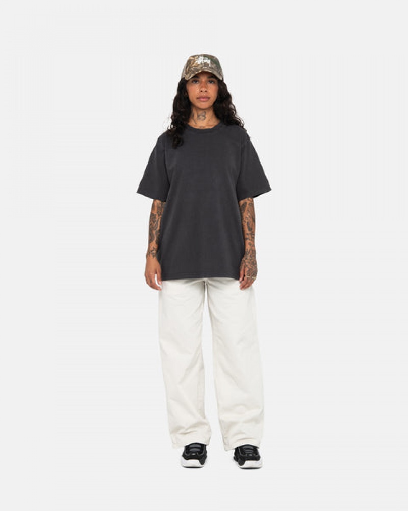 Stussy Pigment Dyed Crew Topjes Dames Zwart Belgium | PHQ-4519