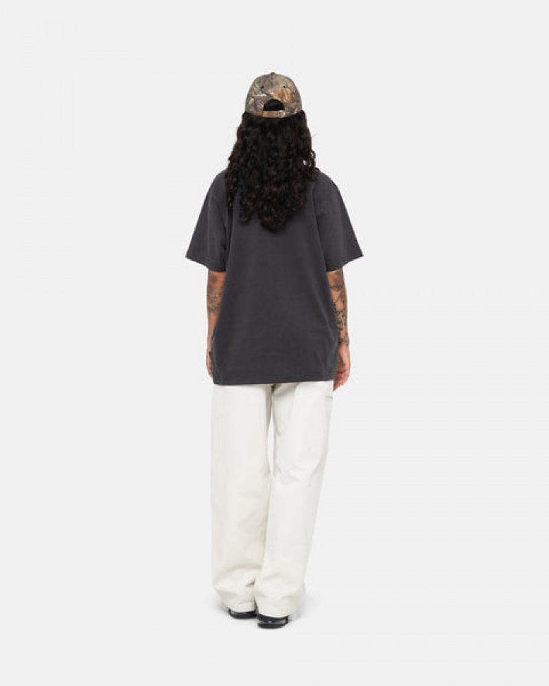 Stussy Pigment Dyed Crew Topjes Dames Zwart Belgium | PHQ-4519