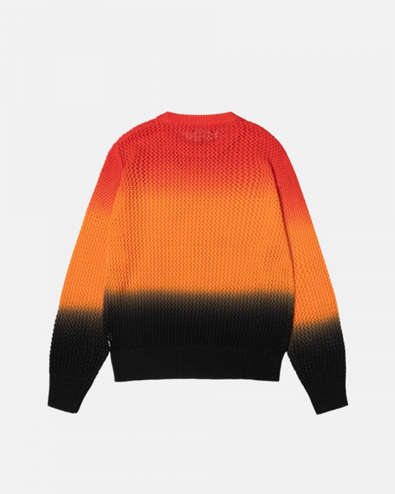 Stussy Pigment Dyed Loose Gauge Knit Trui Trui Heren Zwart Rood Belgium | ZWB-1690