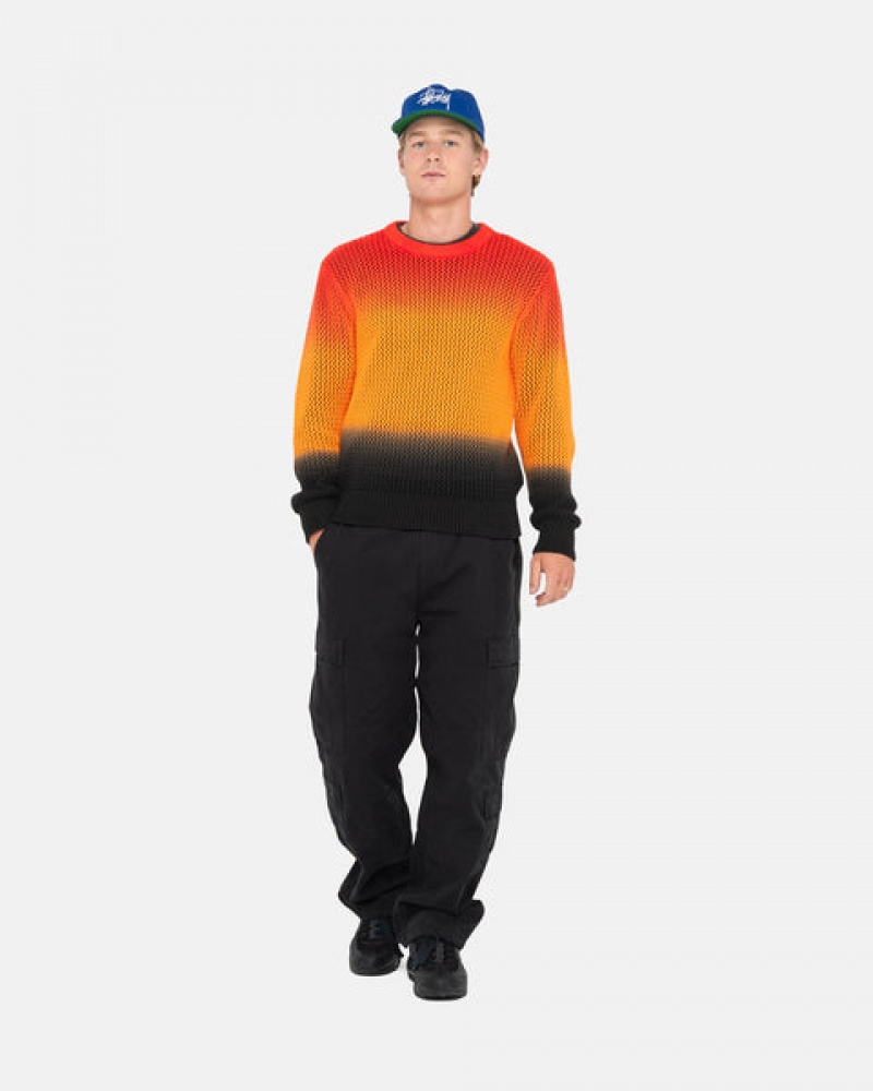 Stussy Pigment Dyed Loose Gauge Knit Trui Trui Dames Zwart Rood Belgium | OVX-6876