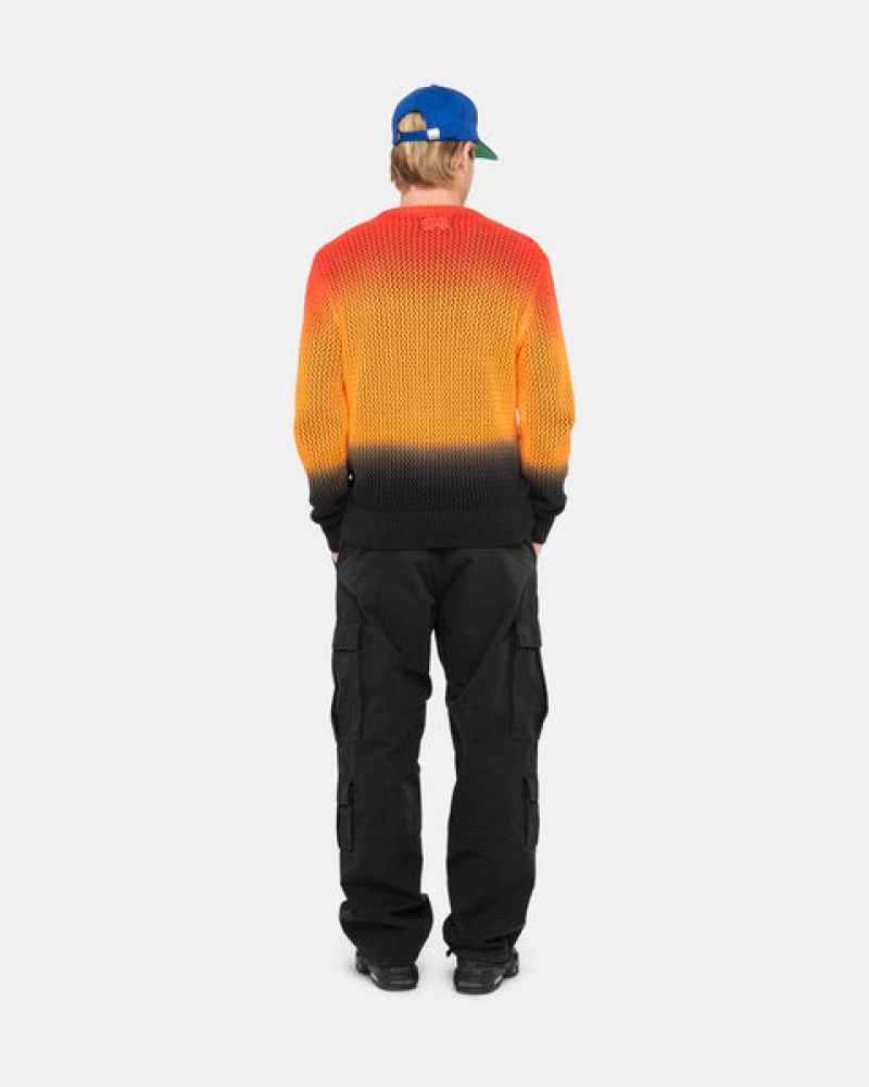 Stussy Pigment Dyed Loose Gauge Knit Trui Trui Dames Zwart Rood Belgium | OVX-6876