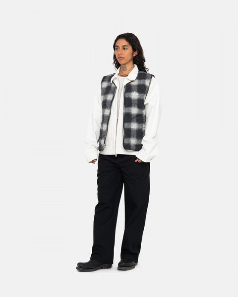 Stussy Plaid Nylon Liner Vest Vest Dames Zwart Belgium | KGM-0708