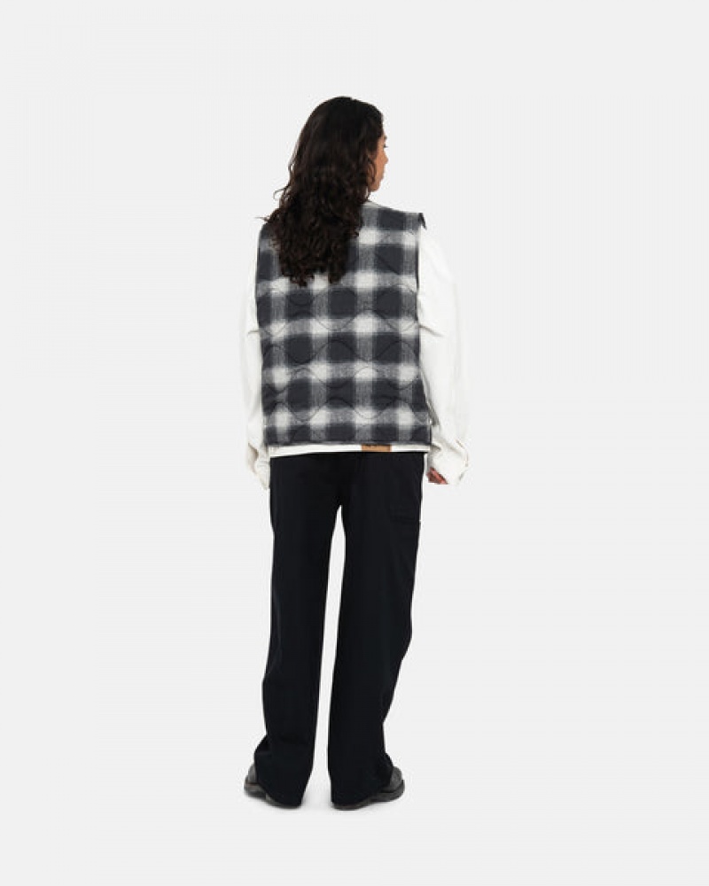 Stussy Plaid Nylon Liner Vest Vest Dames Zwart Belgium | KGM-0708