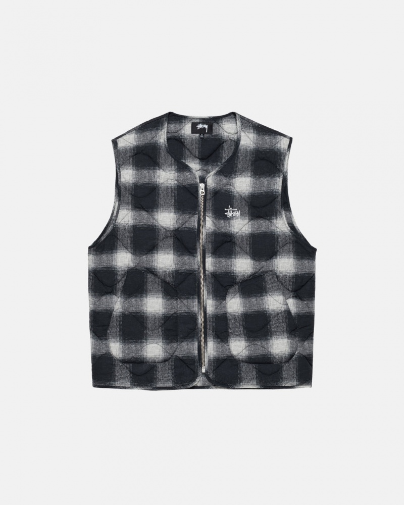 Stussy Plaid Nylon Liner Vest Vest Dames Zwart Belgium | KGM-0708