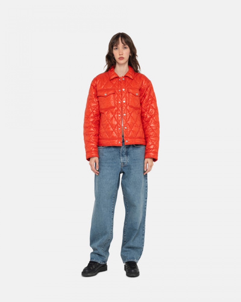 Stussy Ranch Jacket Gewatteerd Nylon Jassen Dames Rood Belgium | FJL-5881