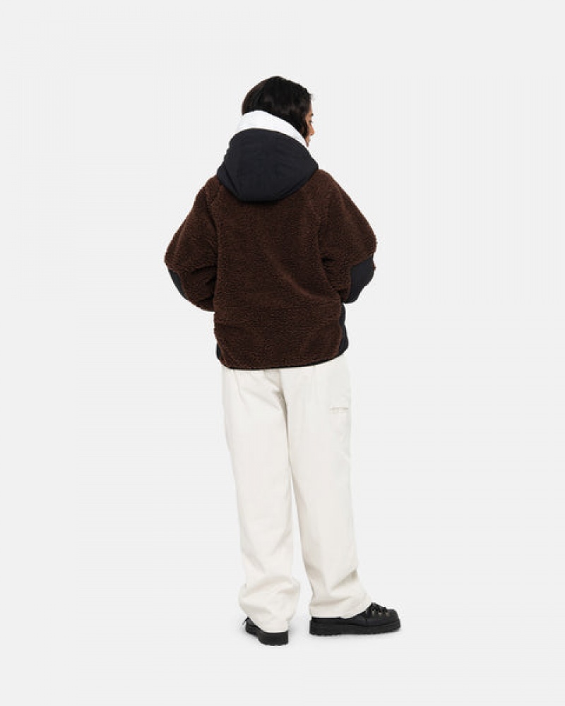 Stussy Sherpa Paneled Met Capuchon Jacket Jassen Dames Bruin Belgium | VIZ-3543