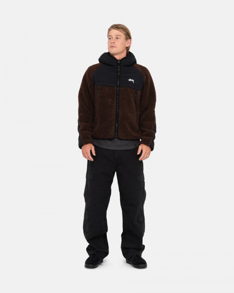 Stussy Sherpa Paneled Met Capuchon Jacket Jassen Dames Bruin Belgium | VIZ-3543