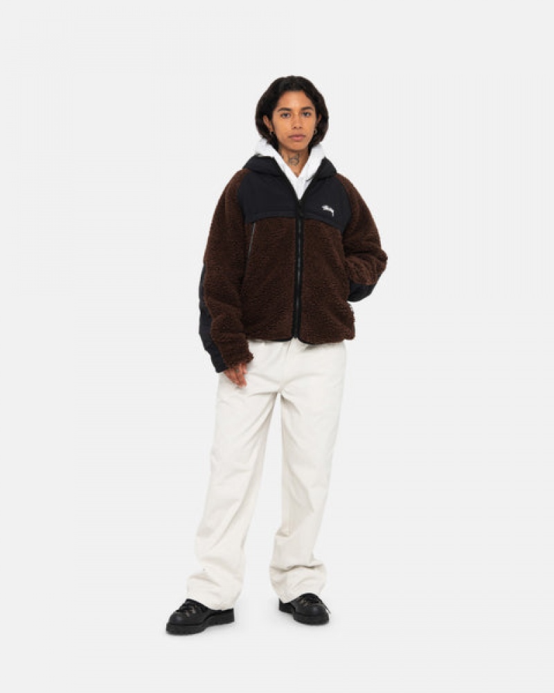 Stussy Sherpa Paneled Met Capuchon Jacket Jassen Dames Bruin Belgium | VIZ-3543