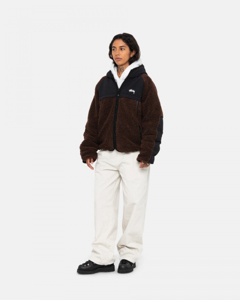 Stussy Sherpa Paneled Met Capuchon Jacket Jassen Dames Bruin Belgium | VIZ-3543