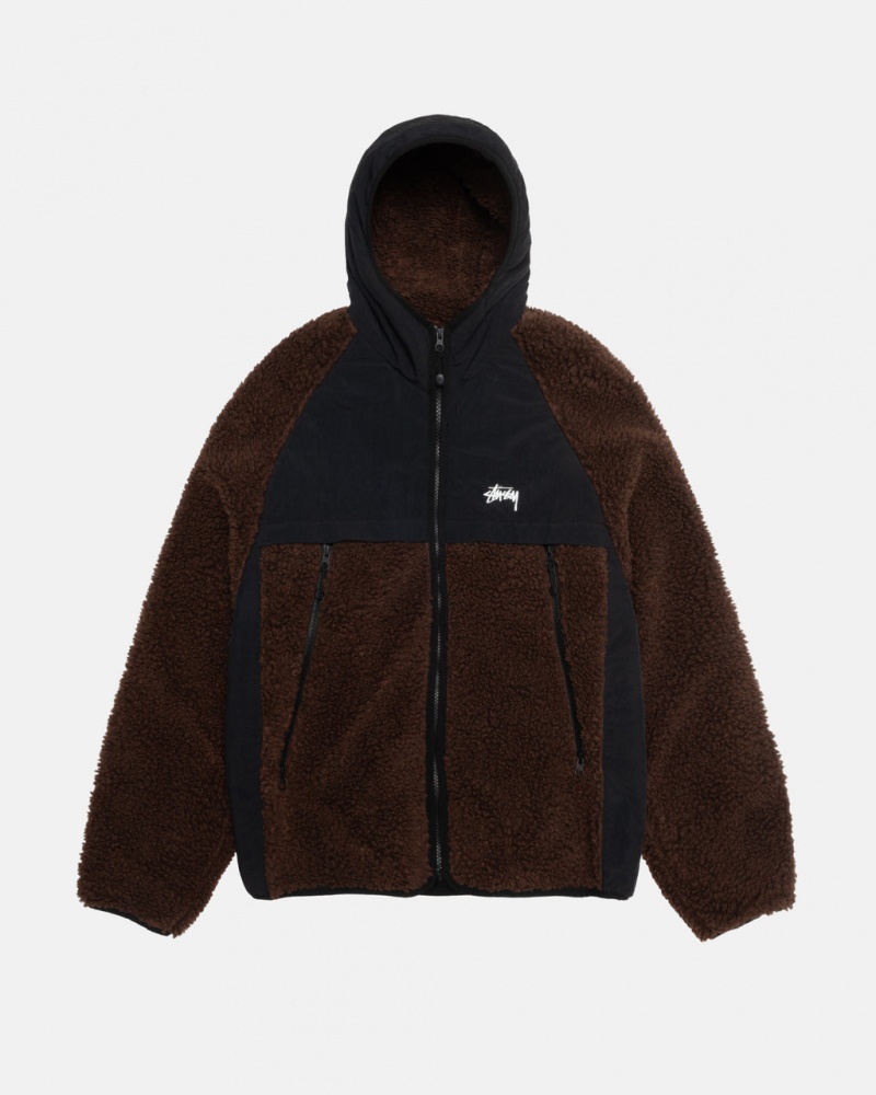 Stussy Sherpa Paneled Met Capuchon Jacket Jassen Dames Bruin Belgium | VIZ-3543