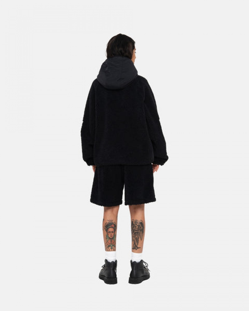 Stussy Sherpa Paneled Met Capuchon Jacket Jassen Heren Zwart Belgium | QDV-7388