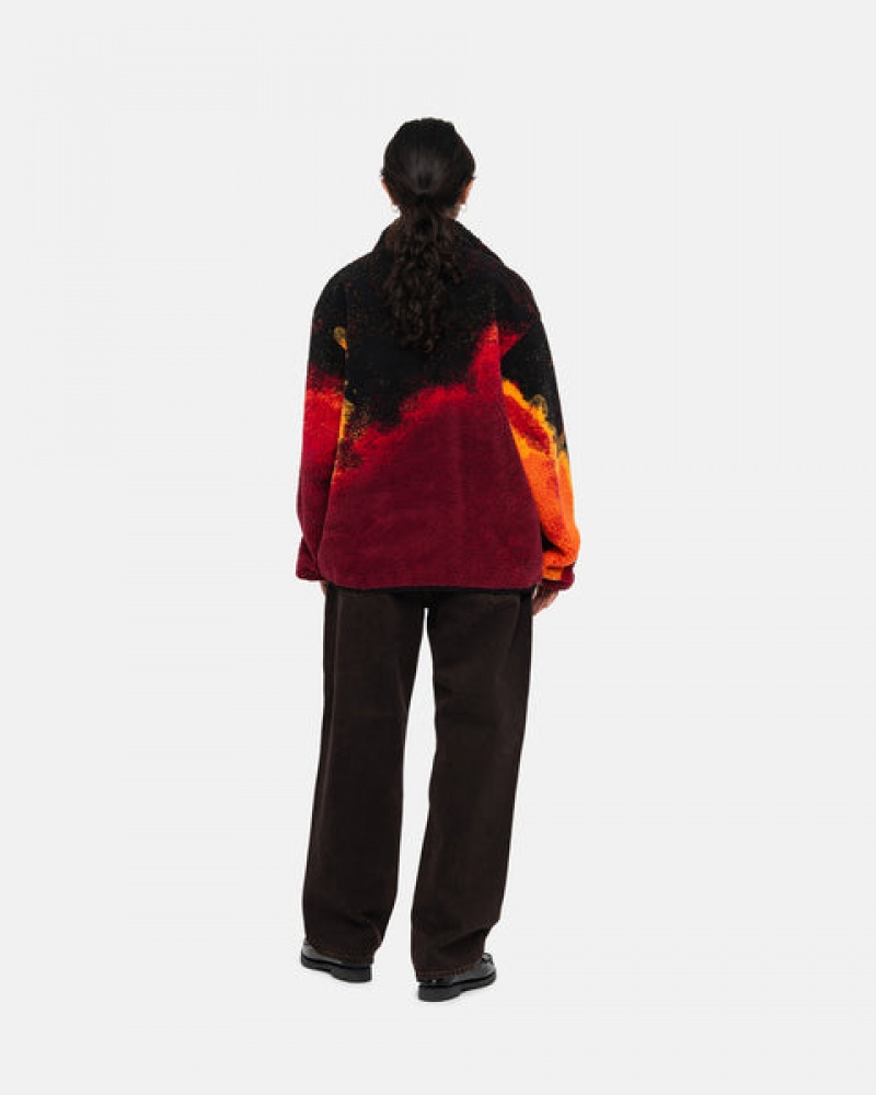 Stussy Sherpa Reversible Jacket Jassen Dames Zwart Rood Belgium | KNM-5710