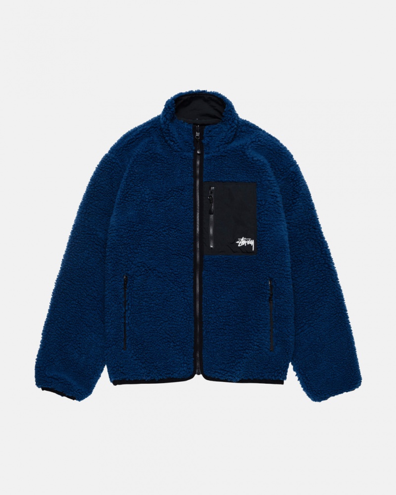 Stussy Sherpa Reversible Jacket Jassen Dames Blauw Belgium | SJO-0598