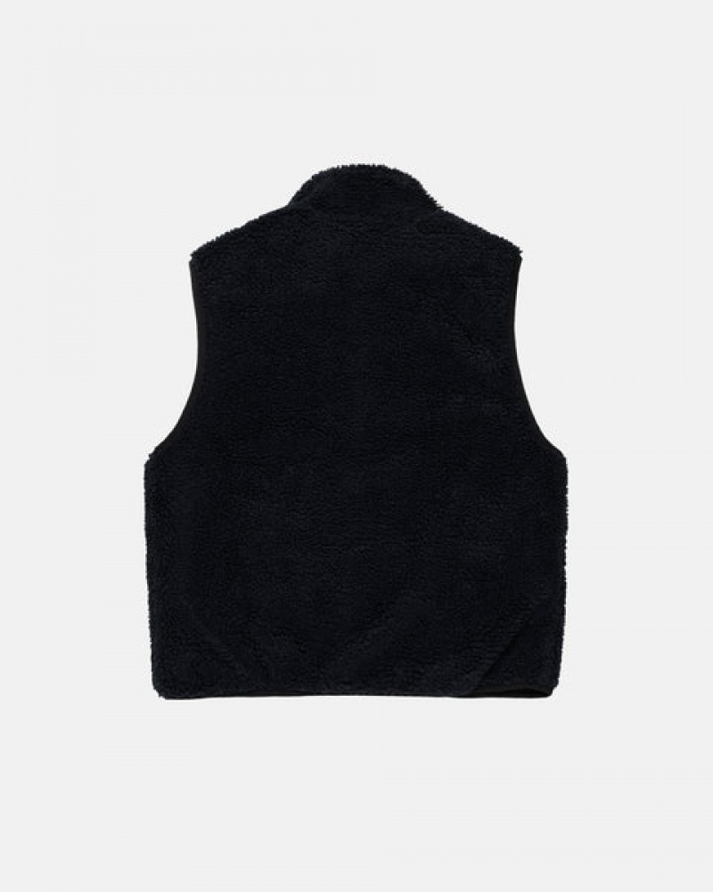 Stussy Sherpa Reversible Vest Vest Dames Zwart Belgium | VIX-6505