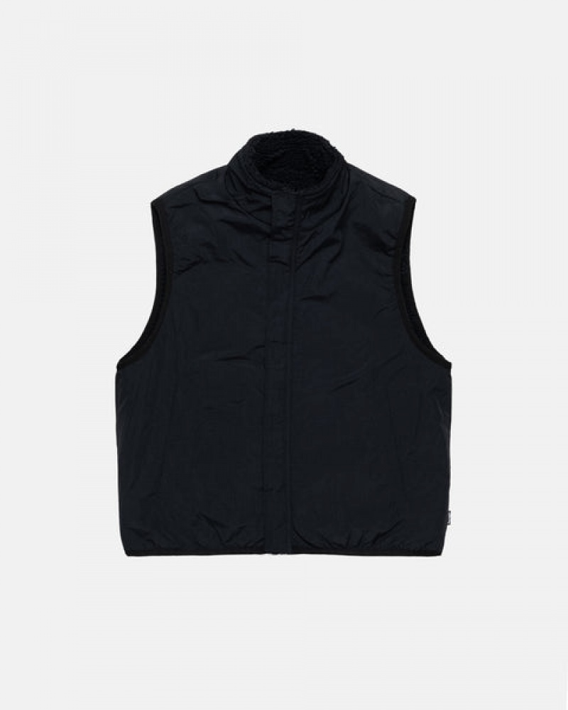 Stussy Sherpa Reversible Vest Vest Dames Zwart Belgium | VIX-6505