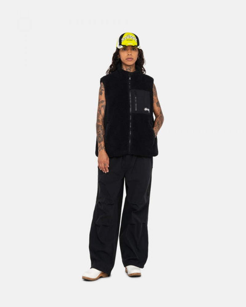 Stussy Sherpa Reversible Vest Vest Dames Zwart Belgium | VIX-6505