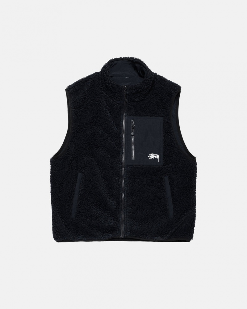 Stussy Sherpa Reversible Vest Vest Dames Zwart Belgium | VIX-6505