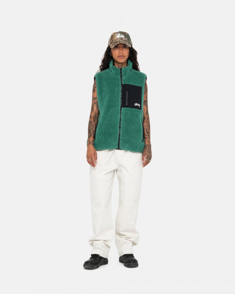 Stussy Sherpa Reversible Vest Vest Dames Turquoise Belgium | CNP-4171