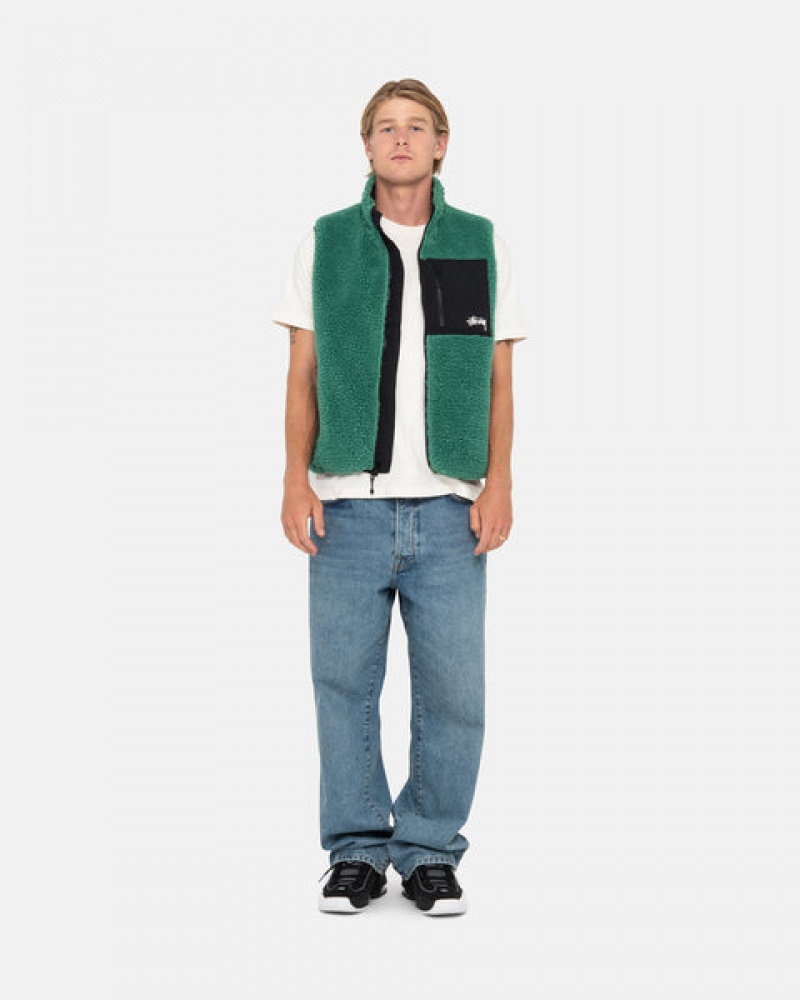 Stussy Sherpa Reversible Vest Vest Dames Turquoise Belgium | CNP-4171