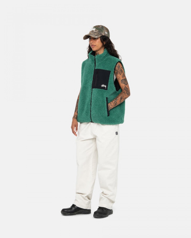 Stussy Sherpa Reversible Vest Vest Dames Turquoise Belgium | CNP-4171