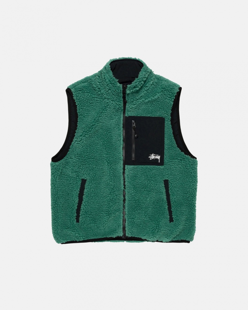 Stussy Sherpa Reversible Vest Vest Dames Turquoise Belgium | CNP-4171