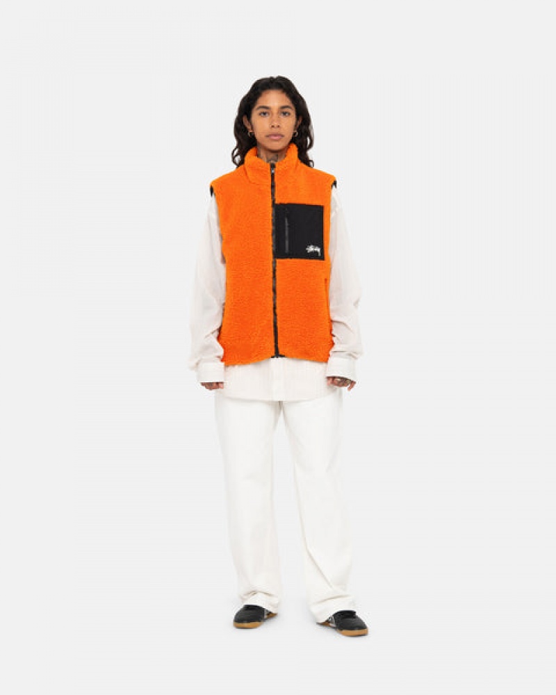 Stussy Sherpa Reversible Vest Vest Dames Geel Belgium | EOX-6663