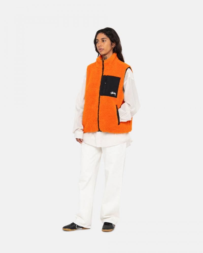 Stussy Sherpa Reversible Vest Vest Dames Geel Belgium | EOX-6663