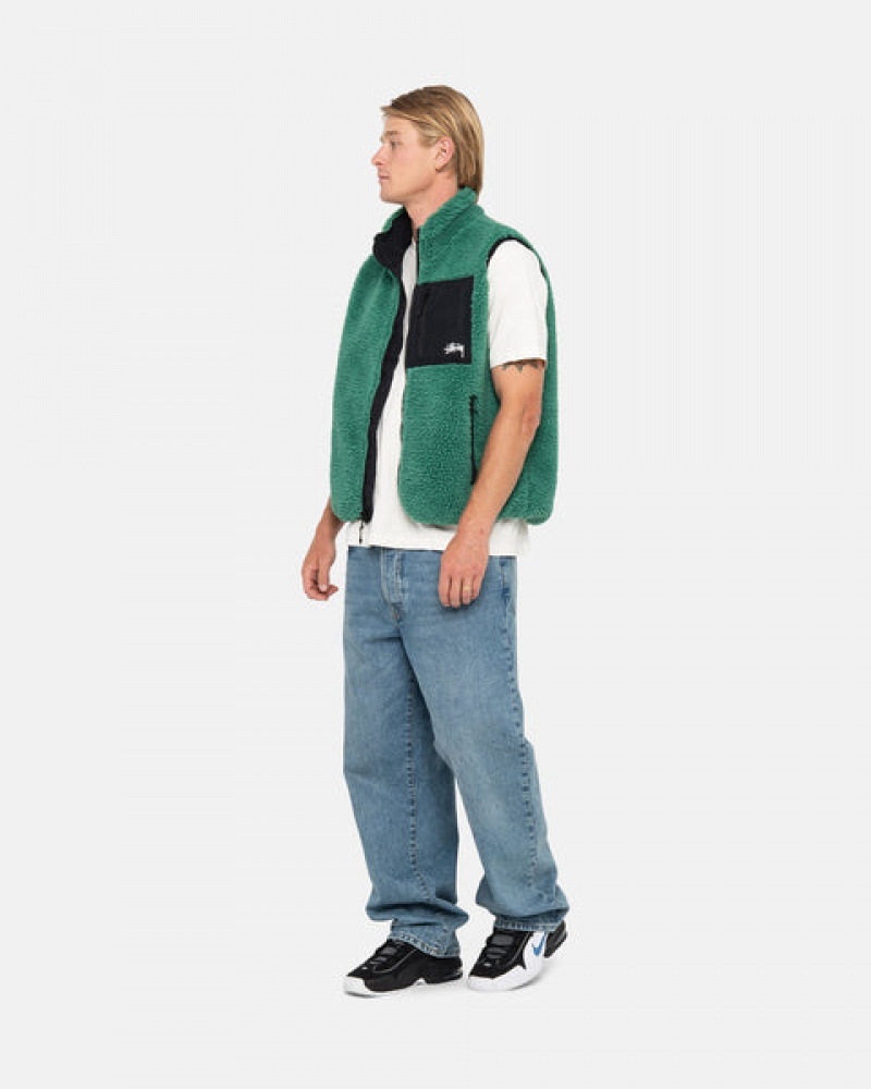 Stussy Sherpa Reversible Vest Vest Heren Turquoise Belgium | LTL-4986