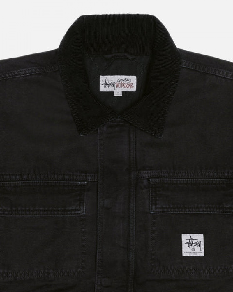 Stussy Shop Jacket Washed Canvas Jassen Dames Zwart Belgium | YYA-1497