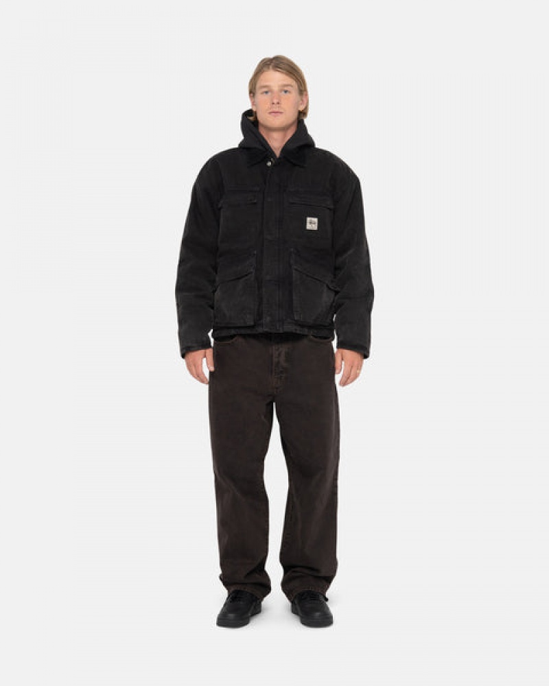 Stussy Shop Jacket Washed Canvas Jassen Heren Zwart Belgium | PDX-3761