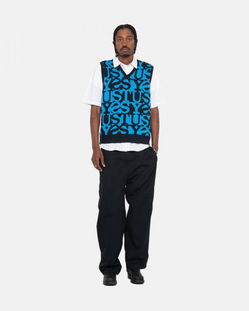 Stussy Stacked Trui Vest Trui Dames Donkerdonkerblauw Belgium | BIK-4193