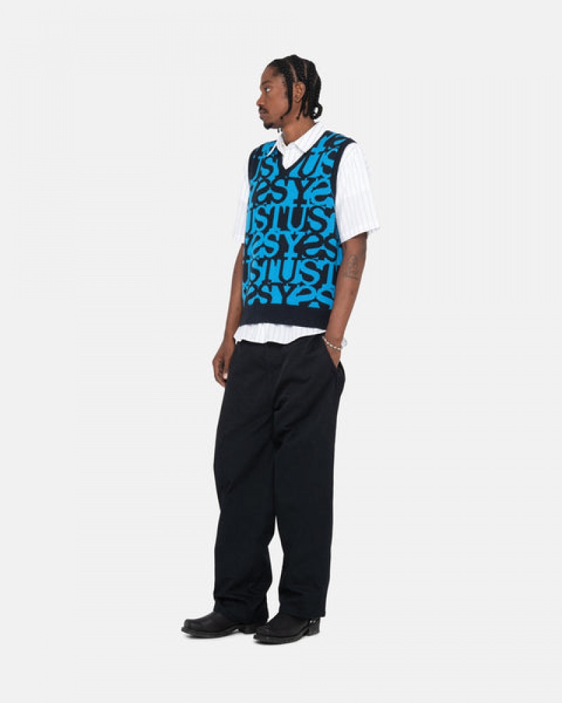 Stussy Stacked Trui Vest Trui Dames Donkerdonkerblauw Belgium | BIK-4193