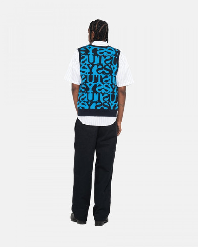 Stussy Stacked Trui Vest Trui Dames Donkerdonkerblauw Belgium | BIK-4193