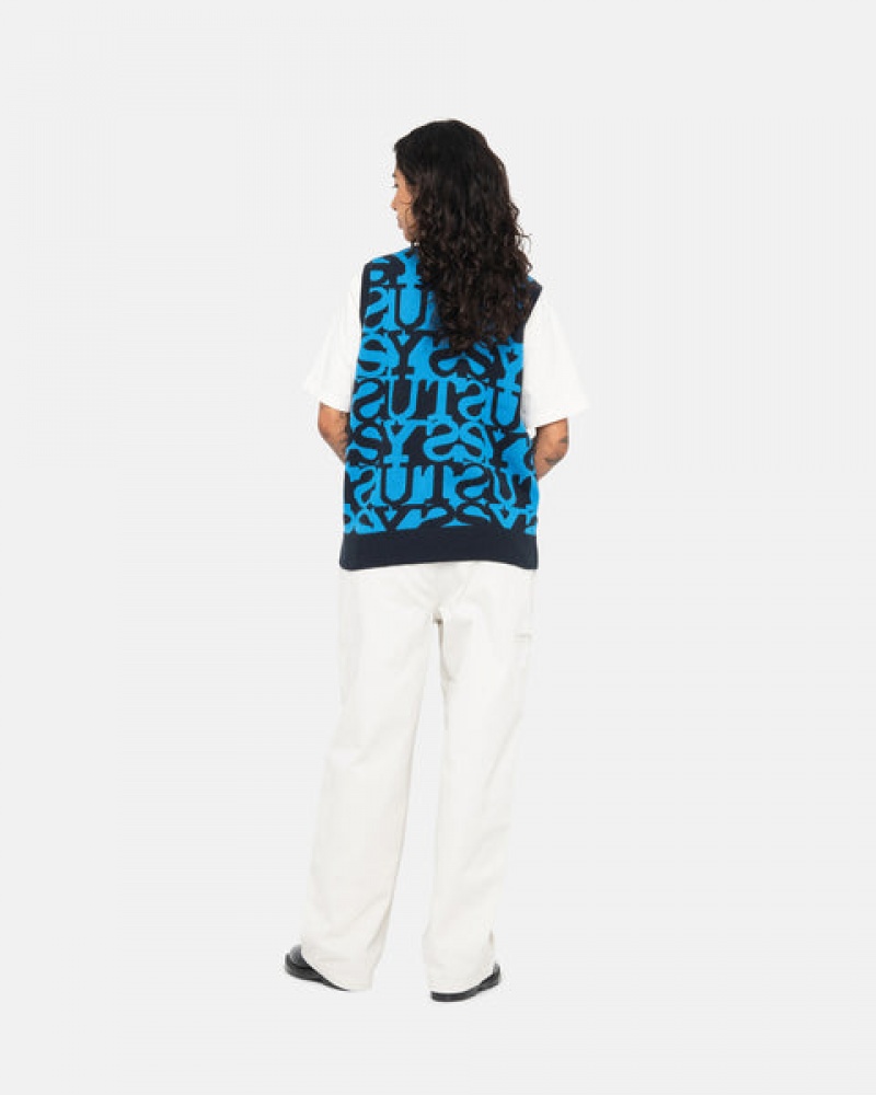 Stussy Stacked Trui Vest Trui Dames Donkerdonkerblauw Belgium | BIK-4193