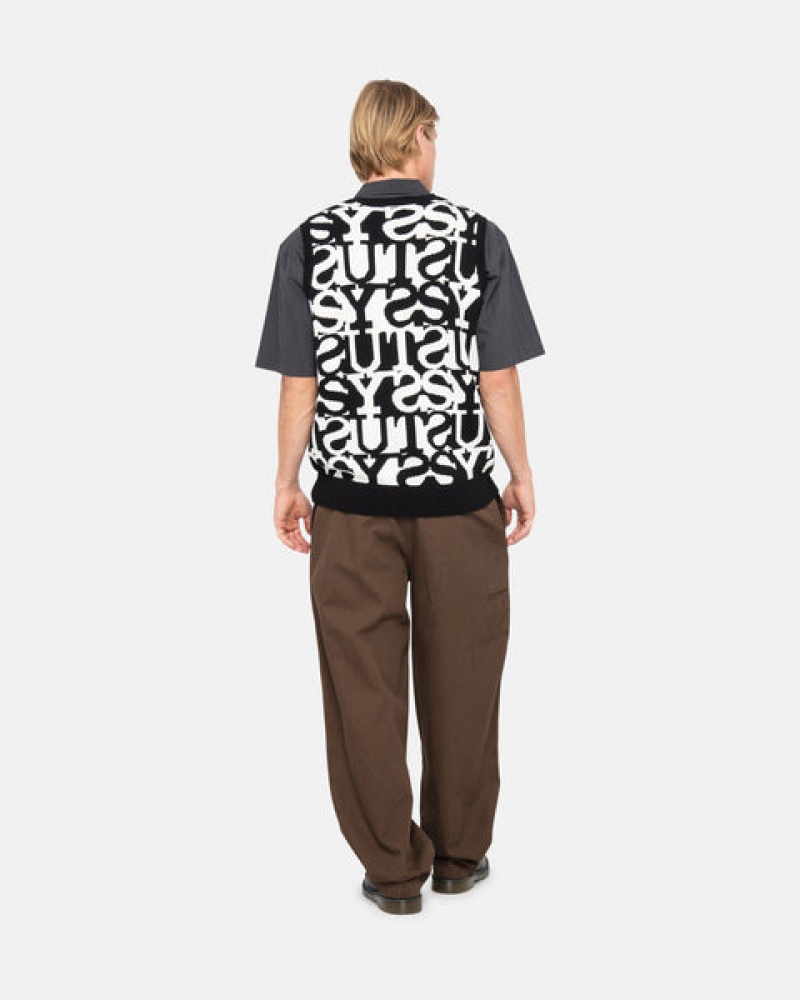 Stussy Stacked Trui Vest Trui Dames Wit Zwart Belgium | HEY-9399