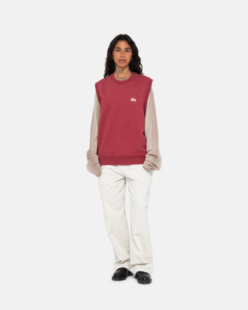 Stussy Stock Fleece Vest Sweatshirts Dames Bordeaux Belgium | USW-3148