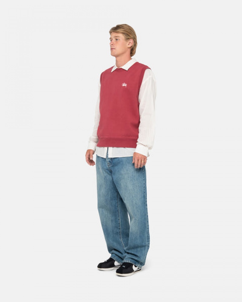 Stussy Stock Fleece Vest Sweatshirts Heren Bordeaux Belgium | FTT-0477