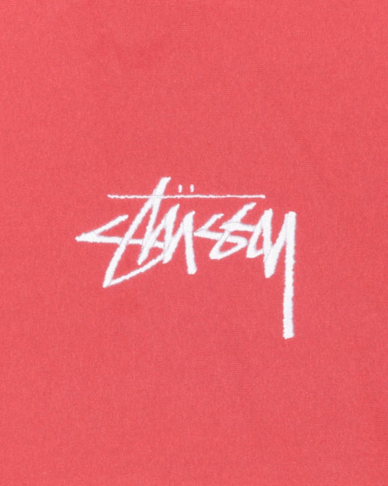 Stussy Stock Logo Applique Hood Sweatshirts Heren Rood Belgium | OIL-8118